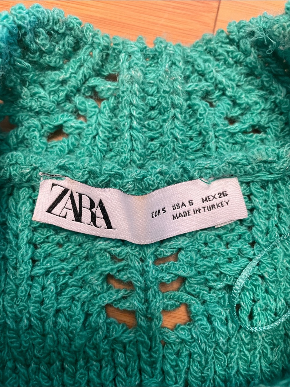 Zara Chunky Bubble Loose Knit Sweater Size Small Green Crewneck Blogger Favorite - Picture 12 of 12